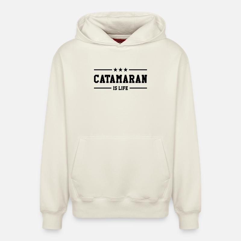 Catamaran is life - Sweat à capuche unisexe décontracté en coton biologique – de SPREAD - blanc cassé