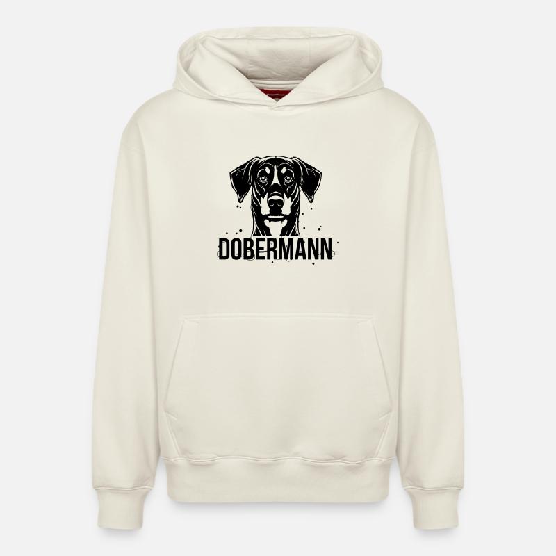 Dobermann - Sweat à capuche unisexe décontracté en coton biologique – de SPREAD - blanc cassé