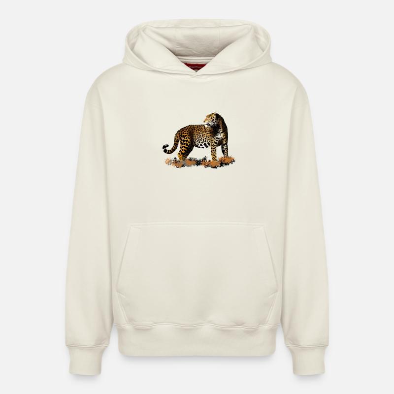 leopard - Sweat à capuche unisexe décontracté en coton biologique – de SPREAD - blanc cassé