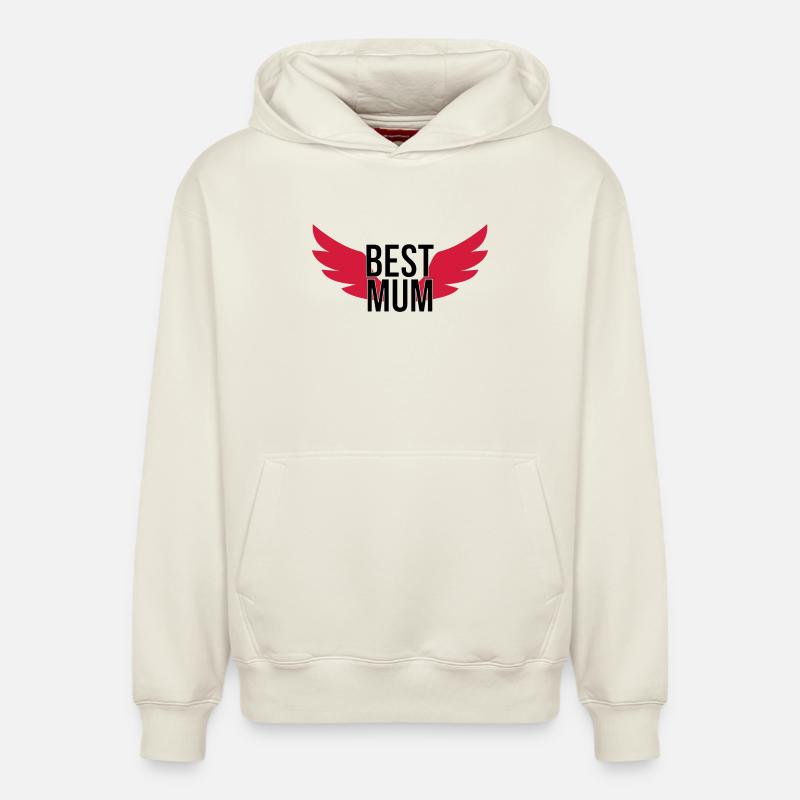 Best Mum - Sweat à capuche unisexe décontracté en coton biologique – de SPREAD - blanc cassé
