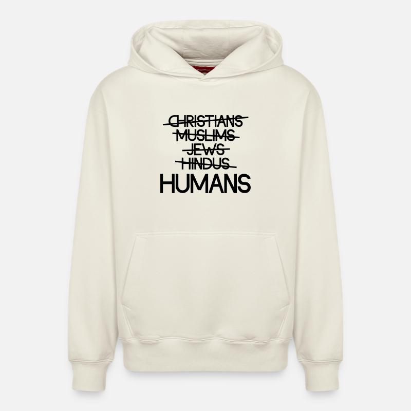 Humans - Sweat à capuche unisexe décontracté en coton biologique – de SPREAD - blanc cassé