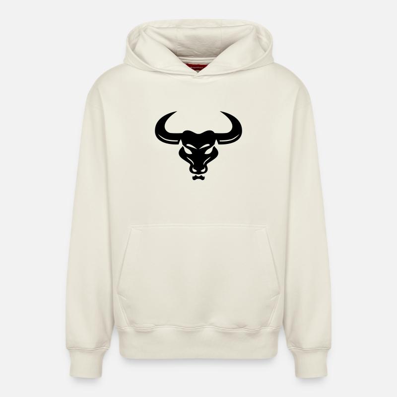 taureau - Sweat à capuche unisexe décontracté en coton biologique – de SPREAD - blanc cassé