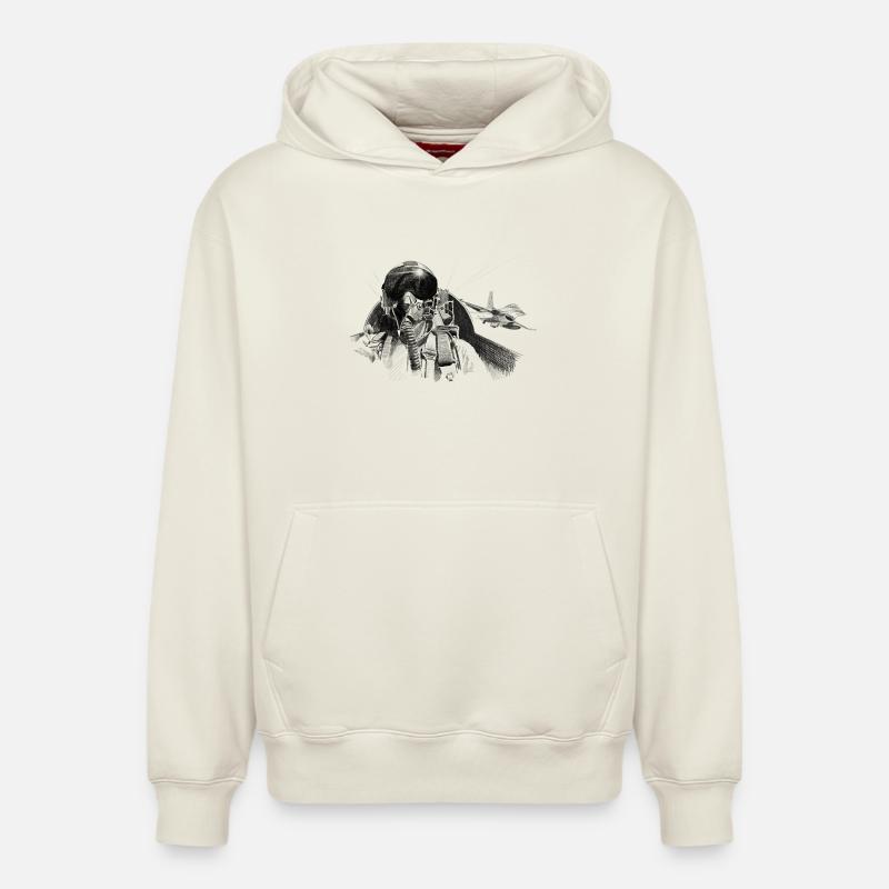 Fighter pilot - Sweat à capuche unisexe décontracté en coton biologique – de SPREAD - blanc cassé