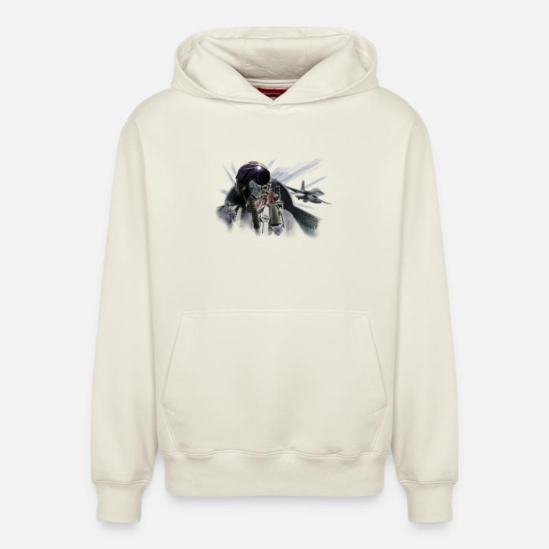 Fighter pilot - Sweat à capuche unisexe décontracté en coton biologique – de SPREAD - blanc cassé