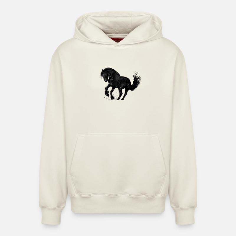 cheval - Sweat à capuche unisexe décontracté en coton biologique – de SPREAD - blanc cassé