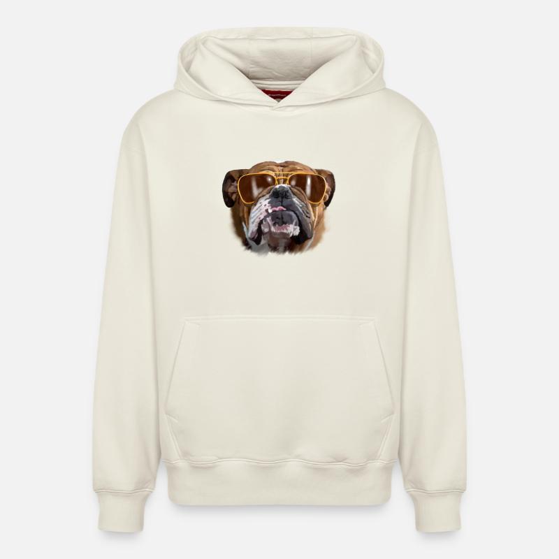bouledogue - Sweat à capuche unisexe décontracté en coton biologique – de SPREAD - blanc cassé