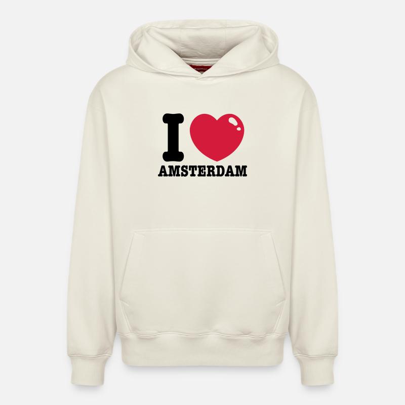 amsterdam - Sweat à capuche unisexe décontracté en coton biologique – de SPREAD - blanc cassé