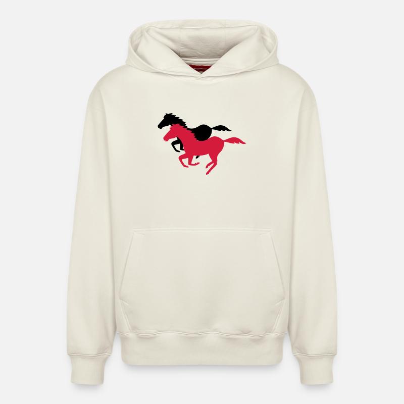 cheval - Sweat à capuche unisexe décontracté en coton biologique – de SPREAD - blanc cassé
