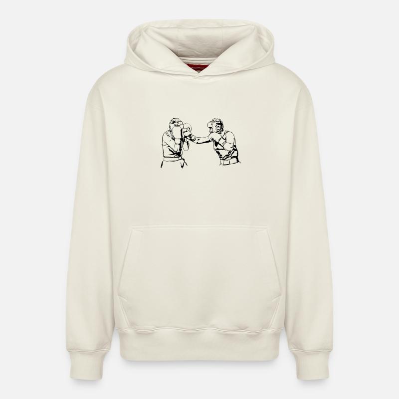 boxing - Sweat à capuche unisexe décontracté en coton biologique – de SPREAD - blanc cassé