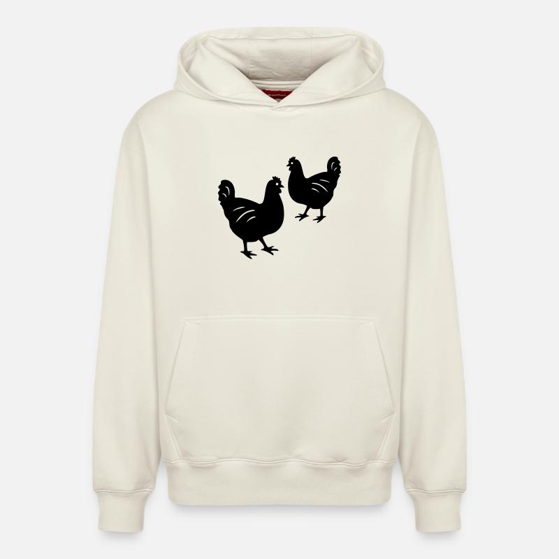 Poulets - Sweat à capuche unisexe décontracté en coton biologique – de SPREAD - blanc cassé