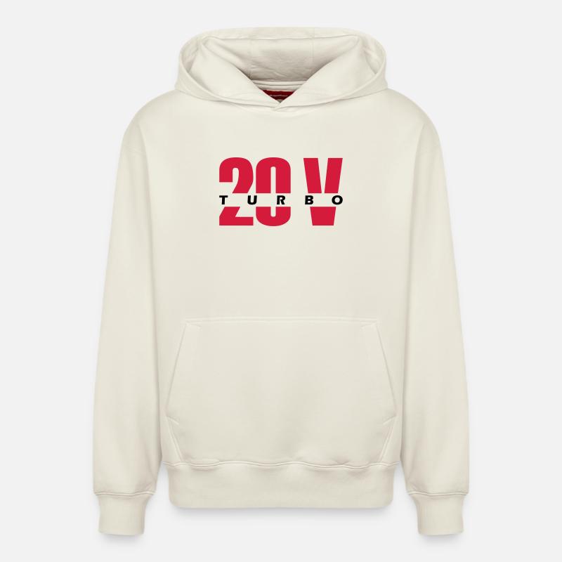 20V turbo - Sweat à capuche unisexe décontracté en coton biologique – de SPREAD - blanc cassé