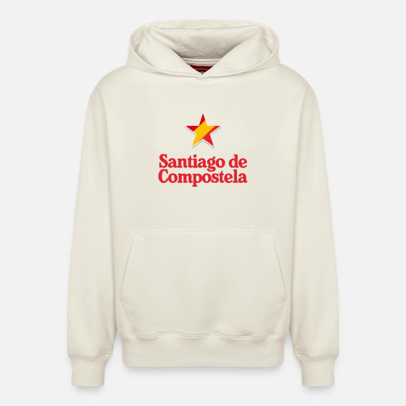 Étoiles d’Espagne - Saint-Jacques-de-Compostelle - Sweat à capuche unisexe décontracté en coton biologique – de SPREAD - blanc cassé