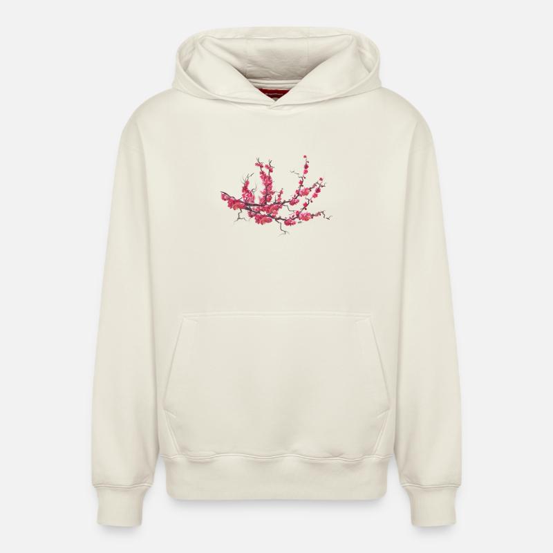 sakura - Sweat à capuche unisexe décontracté en coton biologique – de SPREAD - blanc cassé