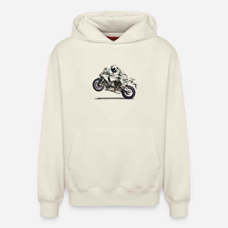 Motorcycle - Sweat à capuche unisexe décontracté en coton biologique – de SPREAD - blanc cassé