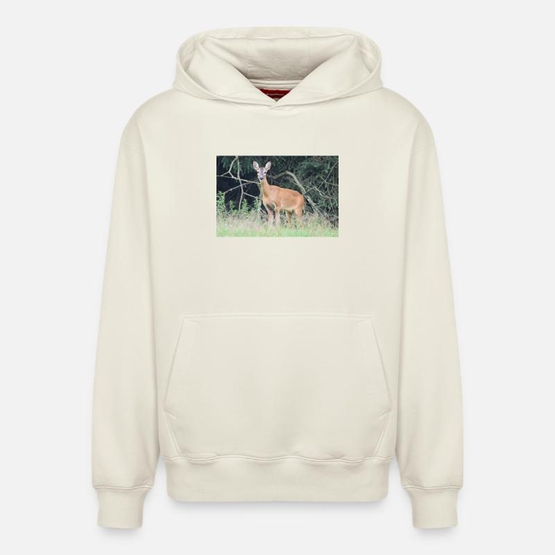 Forêt de cerfs - Sweat à capuche unisexe décontracté en coton biologique – de SPREAD - blanc cassé