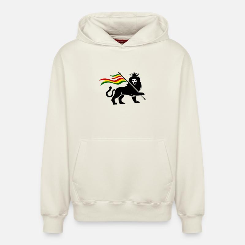 Lion drapeau Rasta - Sweat à capuche unisexe décontracté en coton biologique – de SPREAD - blanc cassé
