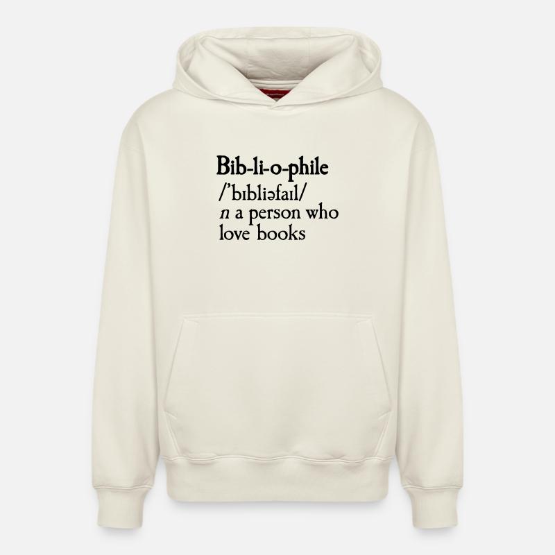 Bibliophile dictionary definition - Sweat à capuche unisexe décontracté en coton biologique – de SPREAD - blanc cassé