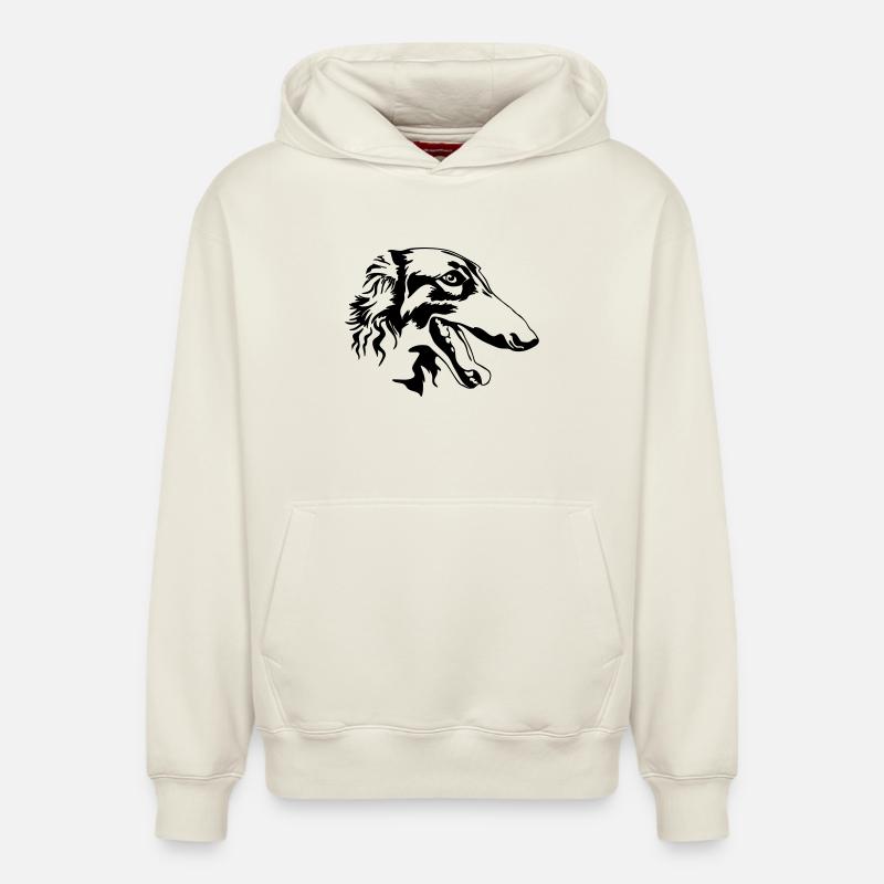 Tête de Barzoï - Sweat à capuche unisexe décontracté en coton biologique – de SPREAD - blanc cassé