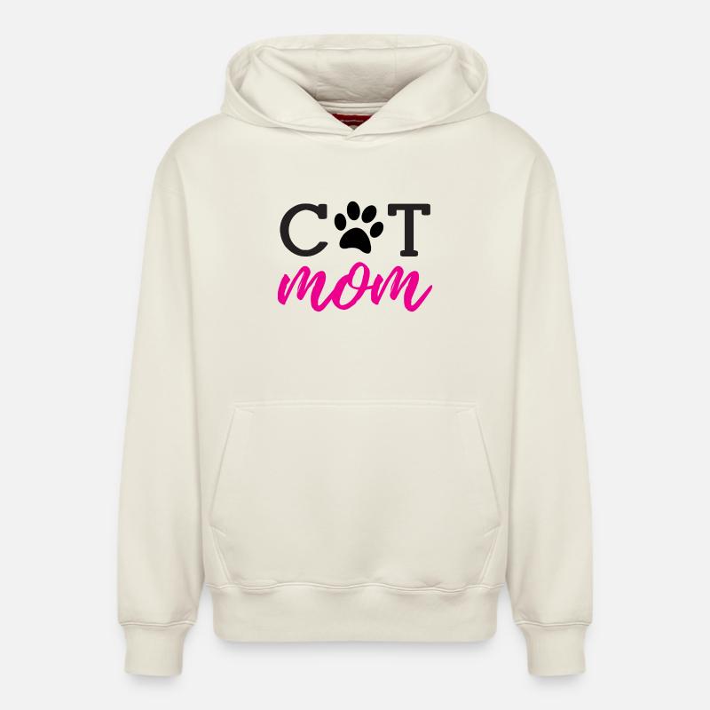 Maman de chat - Sweat à capuche unisexe décontracté en coton biologique – de SPREAD - blanc cassé