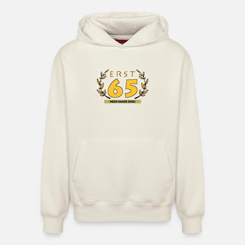 65 ans - Sweat à capuche unisexe décontracté en coton biologique – de SPREAD - blanc cassé