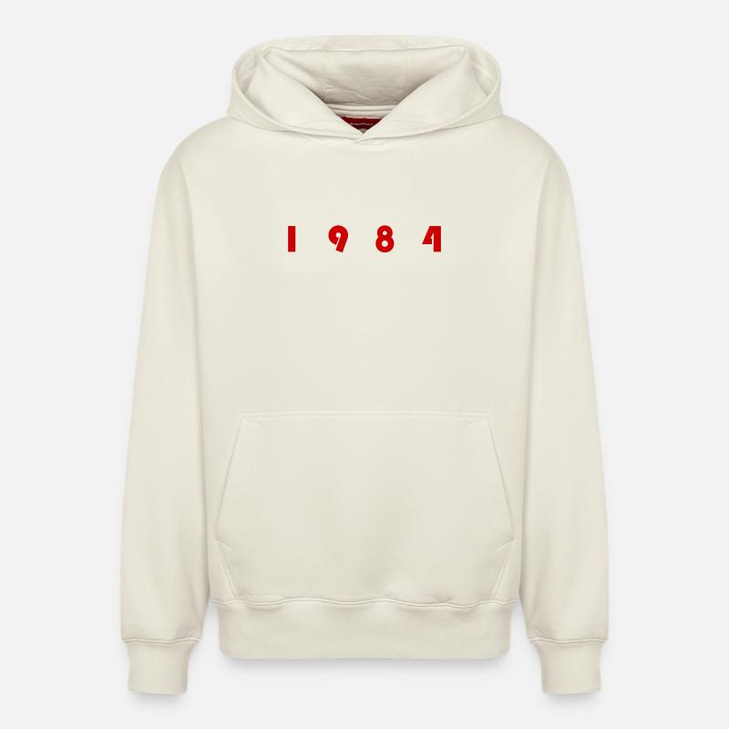 1984 - Sweat à capuche unisexe décontracté en coton biologique – de SPREAD - blanc cassé