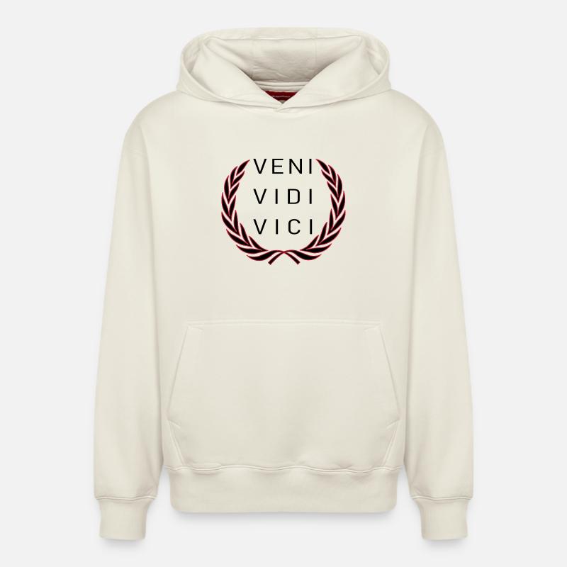 Veni Vidi Vici - Sweat à capuche unisexe décontracté en coton biologique – de SPREAD - blanc cassé