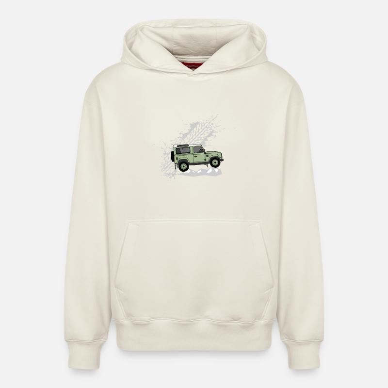 Defender 90 Splash - Sweat à capuche unisexe décontracté en coton biologique – de SPREAD - blanc cassé