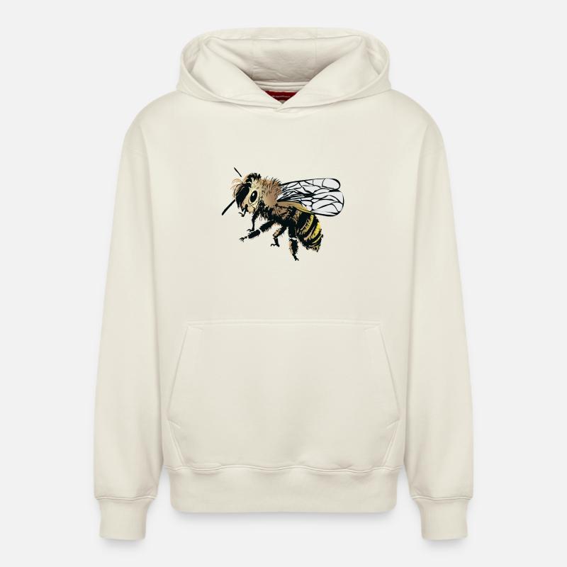 Illustration stylisée d’abeille - Sweat à capuche unisexe décontracté en coton biologique – de SPREAD - blanc cassé