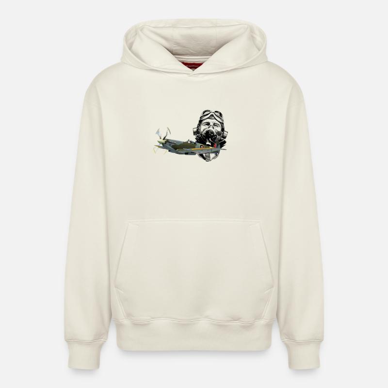 Pilot Spitfire - Relaxed Unisex Organic Hoodie – von SPREAD - Naturweiß