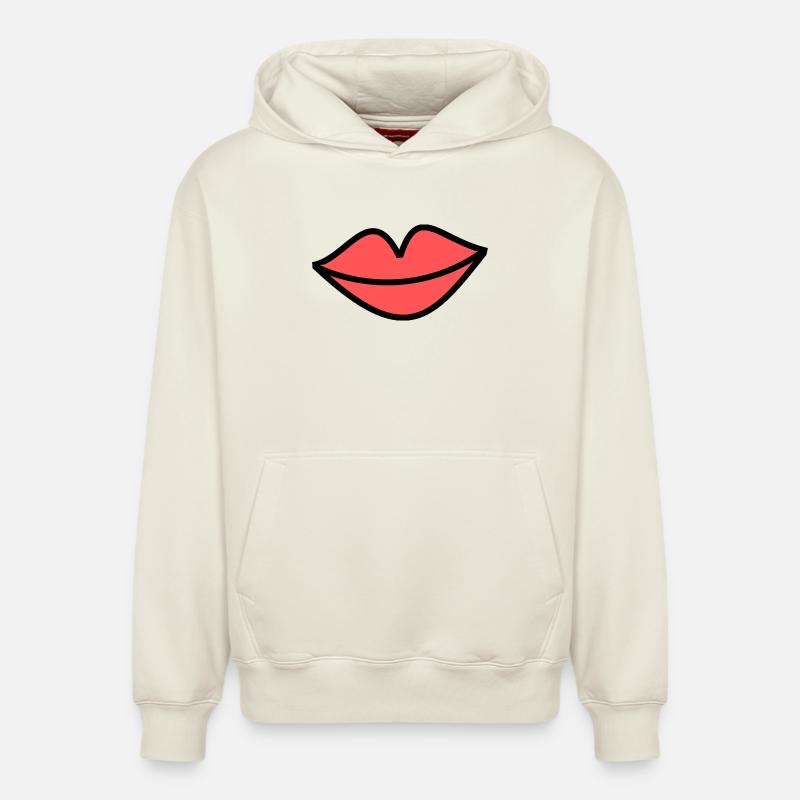 Bouche - Sweat à capuche unisexe décontracté en coton biologique – de SPREAD - blanc cassé