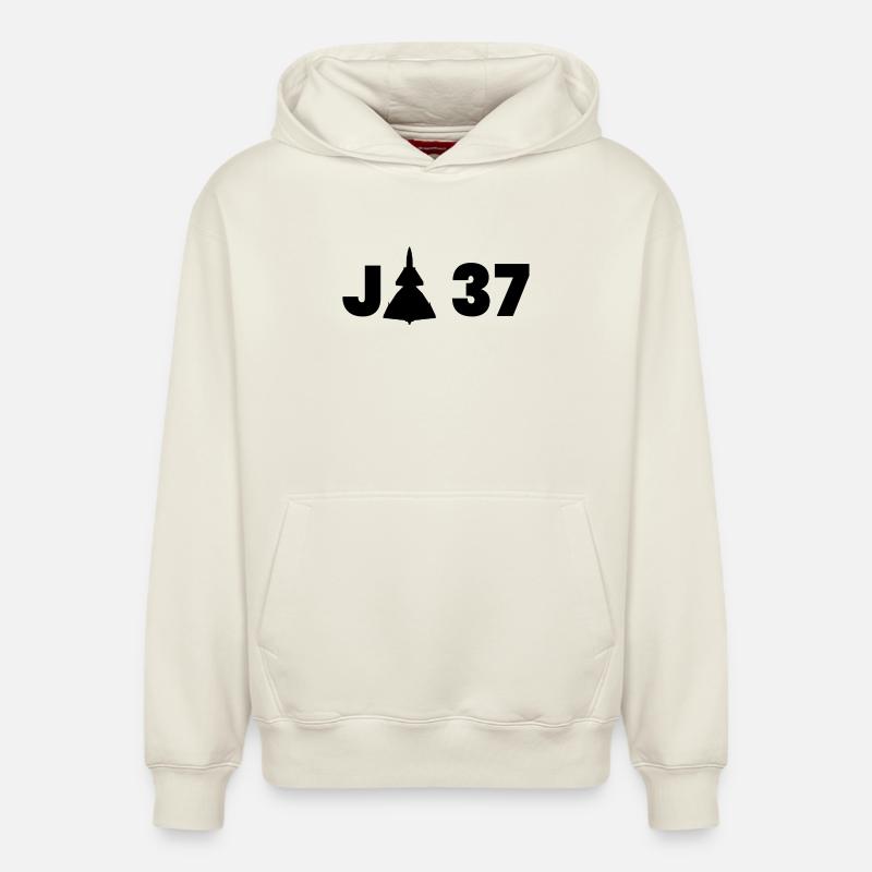 JA 37 Viggen - Sweat à capuche unisexe décontracté en coton biologique – de SPREAD - blanc cassé
