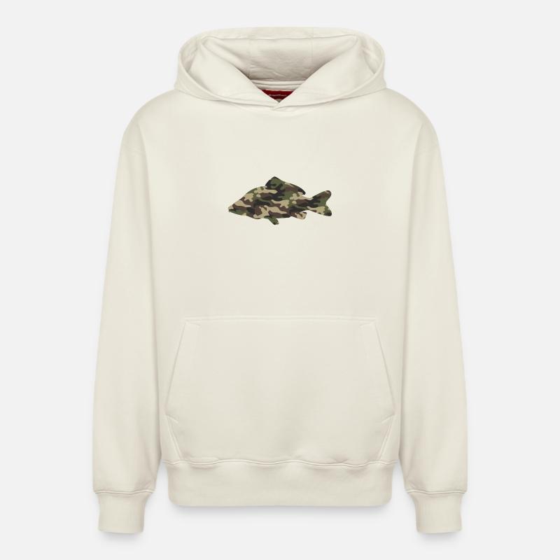 Carpes Camouflage sweat à capuche - Sweat à capuche unisexe décontracté en coton biologique – de SPREAD - blanc cassé