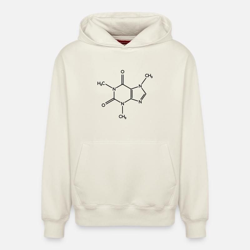 Caffeine Molecule - Structural Formula - Relaxed Unisex Organic Hoodie – by SPREAD - off white