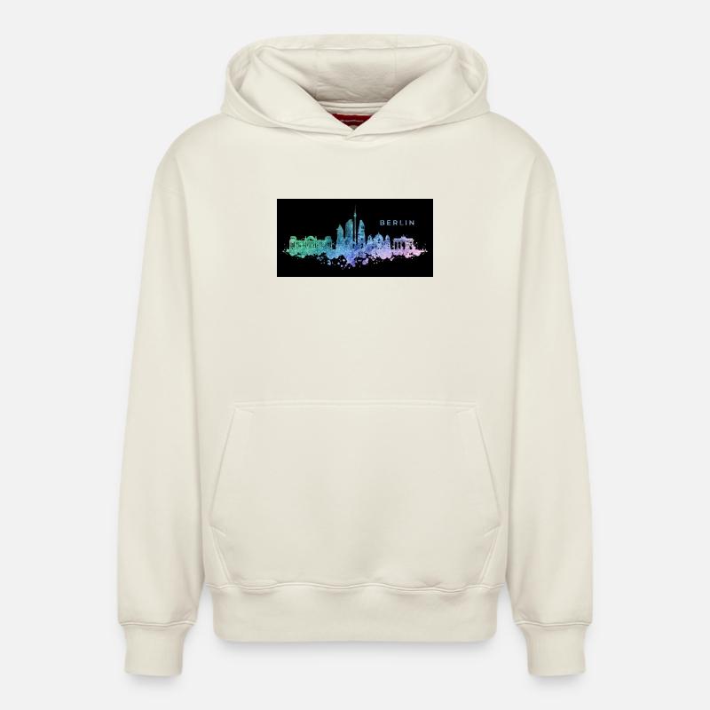 Skyline de Berlin - Sweat à capuche unisexe décontracté en coton biologique – de SPREAD - blanc cassé