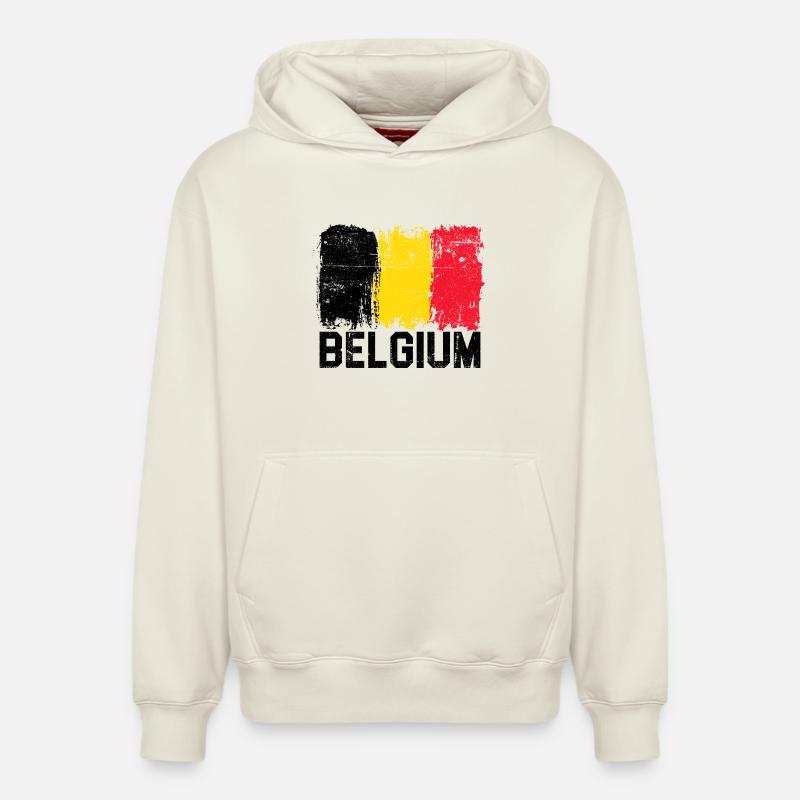 Coups de pinceau du drapeau belge - Sweat à capuche unisexe décontracté en coton biologique – de SPREAD - blanc cassé