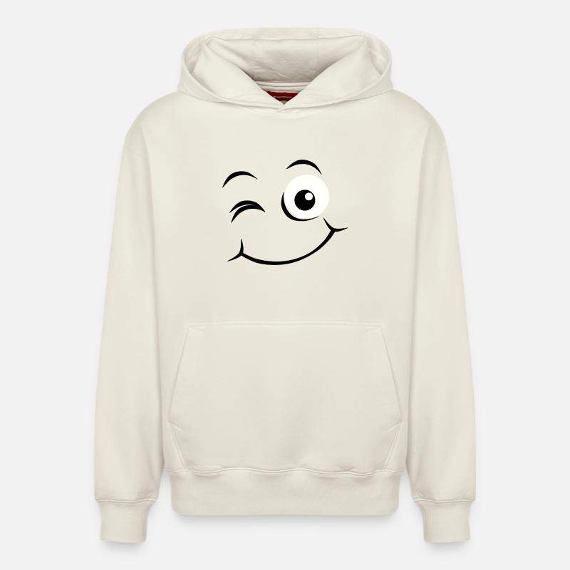 Visage heureux Émoticône - Sweat à capuche unisexe décontracté en coton biologique – de SPREAD - blanc cassé