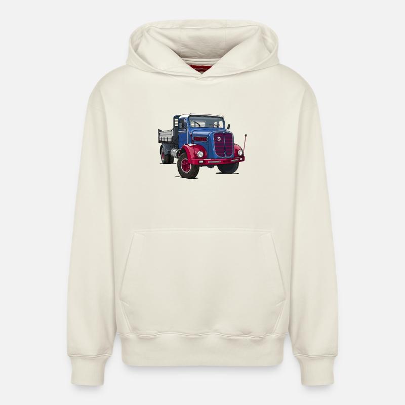 Camion oldtimer - Sweat à capuche unisexe décontracté en coton biologique – de SPREAD - blanc cassé