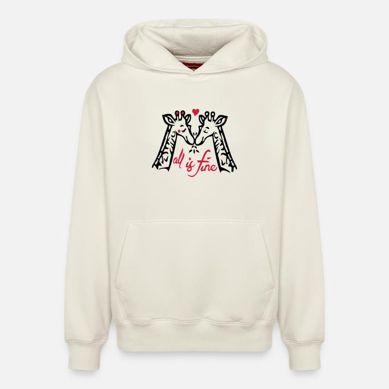 Amour de girafe - Sweat à capuche unisexe décontracté en coton biologique – de SPREAD - blanc cassé