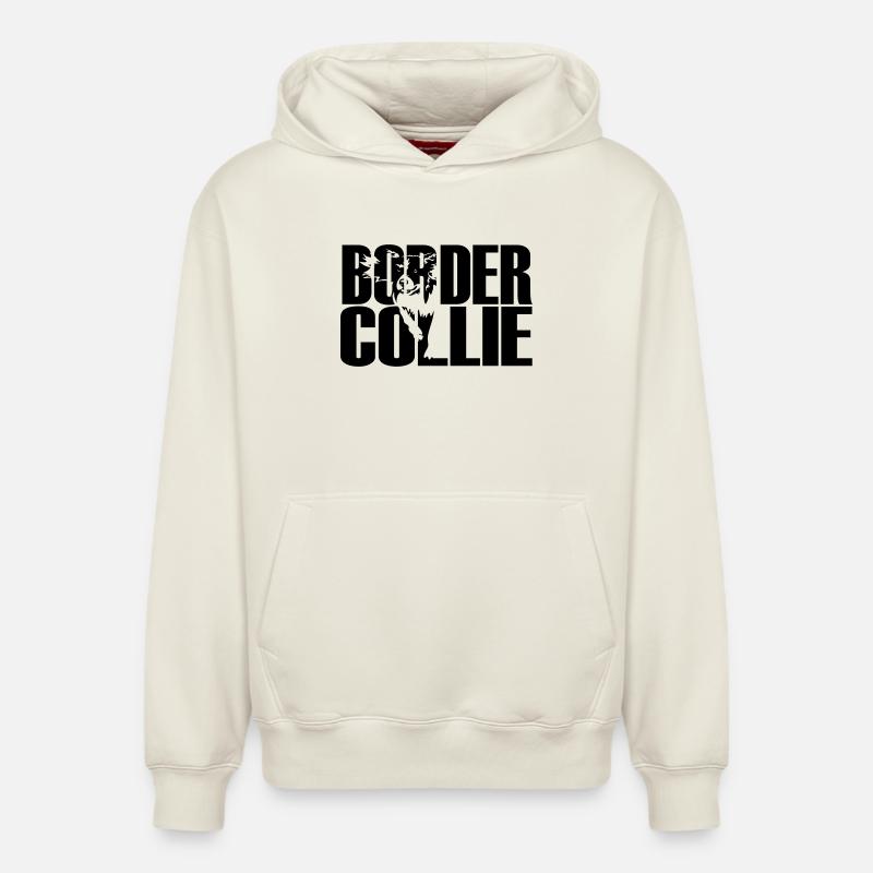 Border Collie - Sweat à capuche unisexe décontracté en coton biologique – de SPREAD - blanc cassé