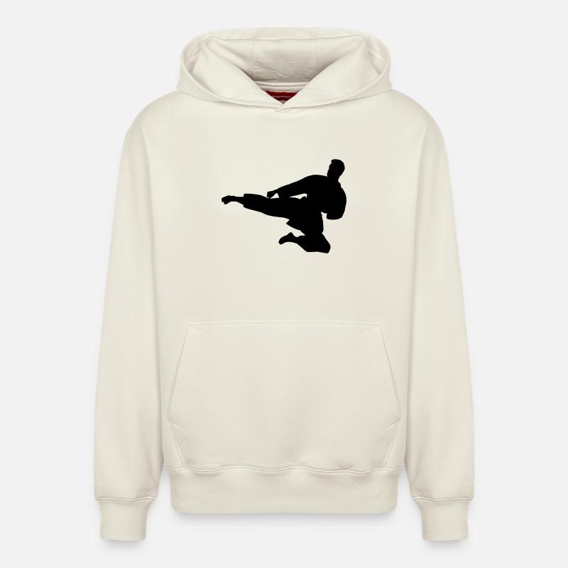 Karate oder Taekwondo sprangen seitwärts - Relaxed Unisex Organic Hoodie – von SPREAD - Naturweiß