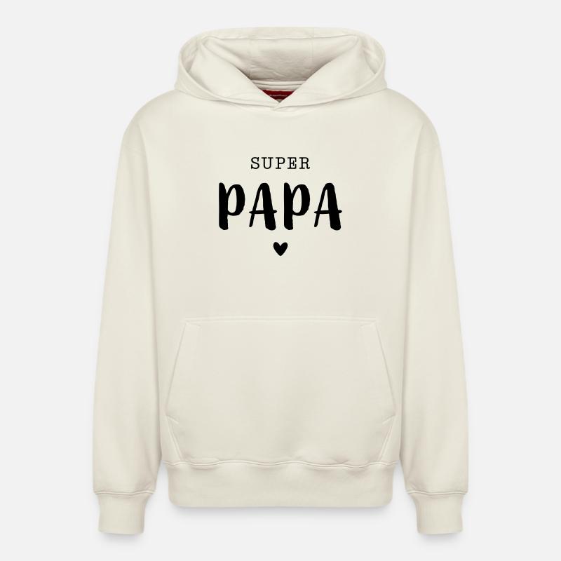 Super papa avec cœur - Sweat à capuche unisexe décontracté en coton biologique – de SPREAD - blanc cassé