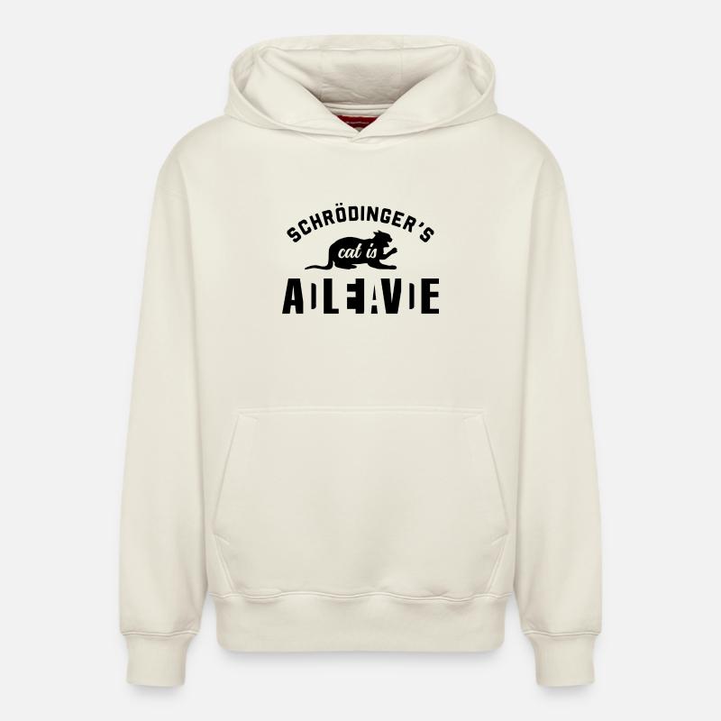 Le chat de Schrödinger - Sweat à capuche unisexe décontracté en coton biologique – de SPREAD - blanc cassé