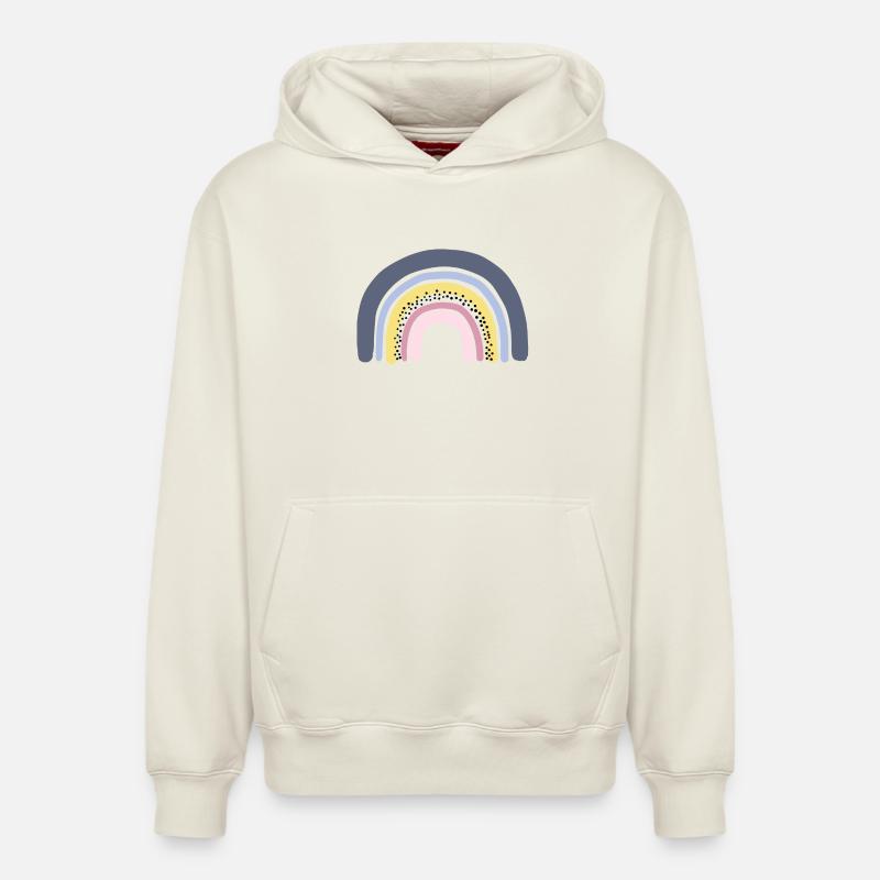 Pastel arc-en-ciel - Sweat à capuche unisexe décontracté en coton biologique – de SPREAD - blanc cassé
