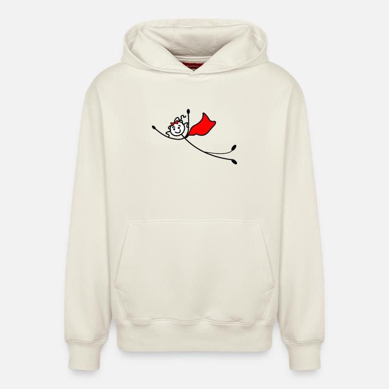 Fliegende Superfrau oder mit rotem Umhang - Relaxed Unisex Organic Hoodie – von SPREAD - Naturweiß