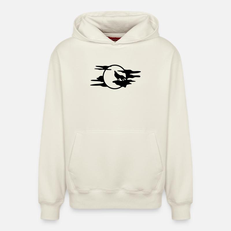 Der schwarze Wolf - Relaxed Unisex Organic Hoodie – von SPREAD - Naturweiß