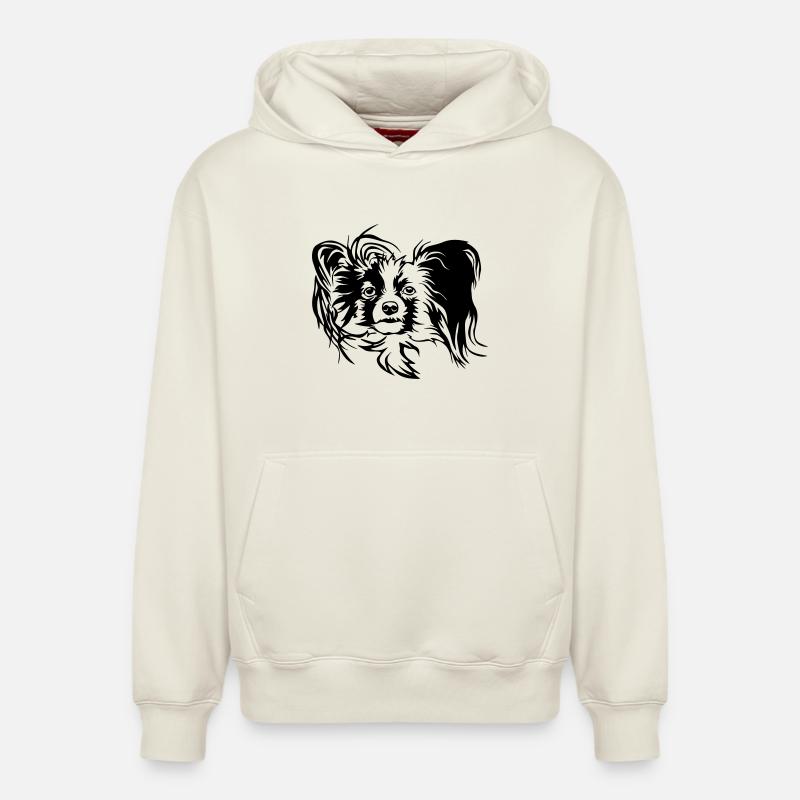 Papillon Head - Relaxed Unisex Organic Hoodie – by SPREAD - off white