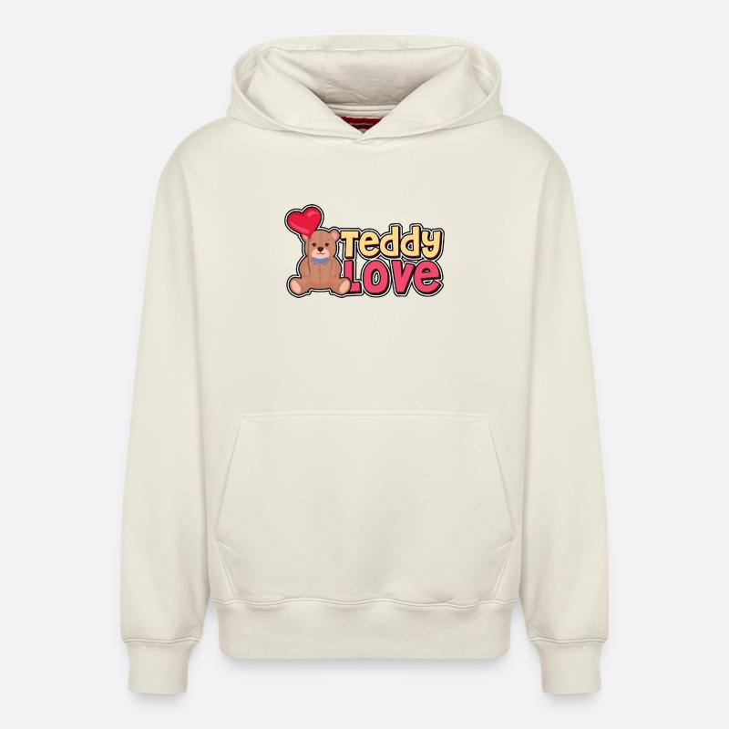 Teddy Amour - Ours - Ours - Sweat à capuche unisexe décontracté en coton biologique – de SPREAD - blanc cassé