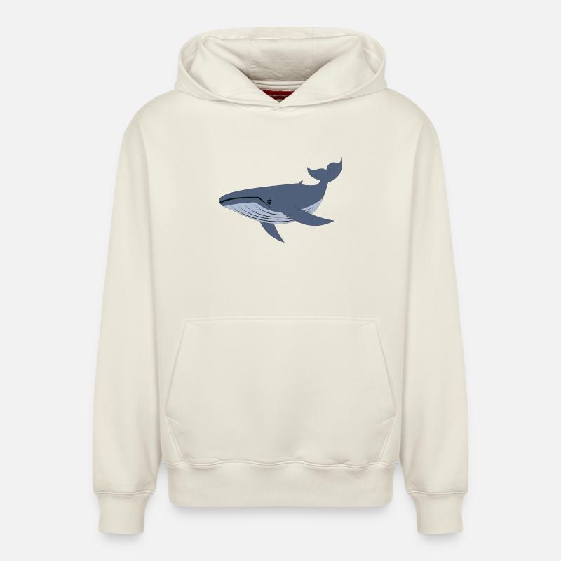 Baleine bleue, baleine - Sweat à capuche unisexe décontracté en coton biologique – de SPREAD - blanc cassé