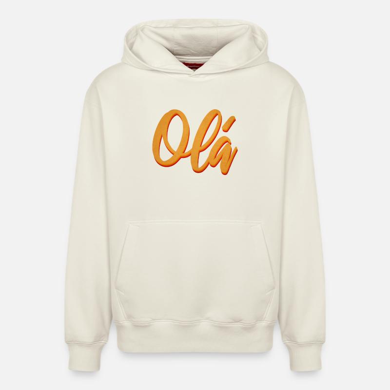 Olá Orange Script Tee - Relaxed Unisex Organic Hoodie – von SPREAD - Naturweiß