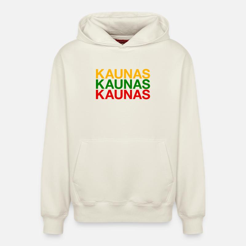 KAUNAS Lituanie Drapeau Litauen - Sweat à capuche unisexe décontracté en coton biologique – de SPREAD - blanc cassé